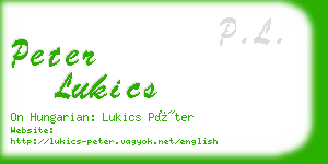 peter lukics business card